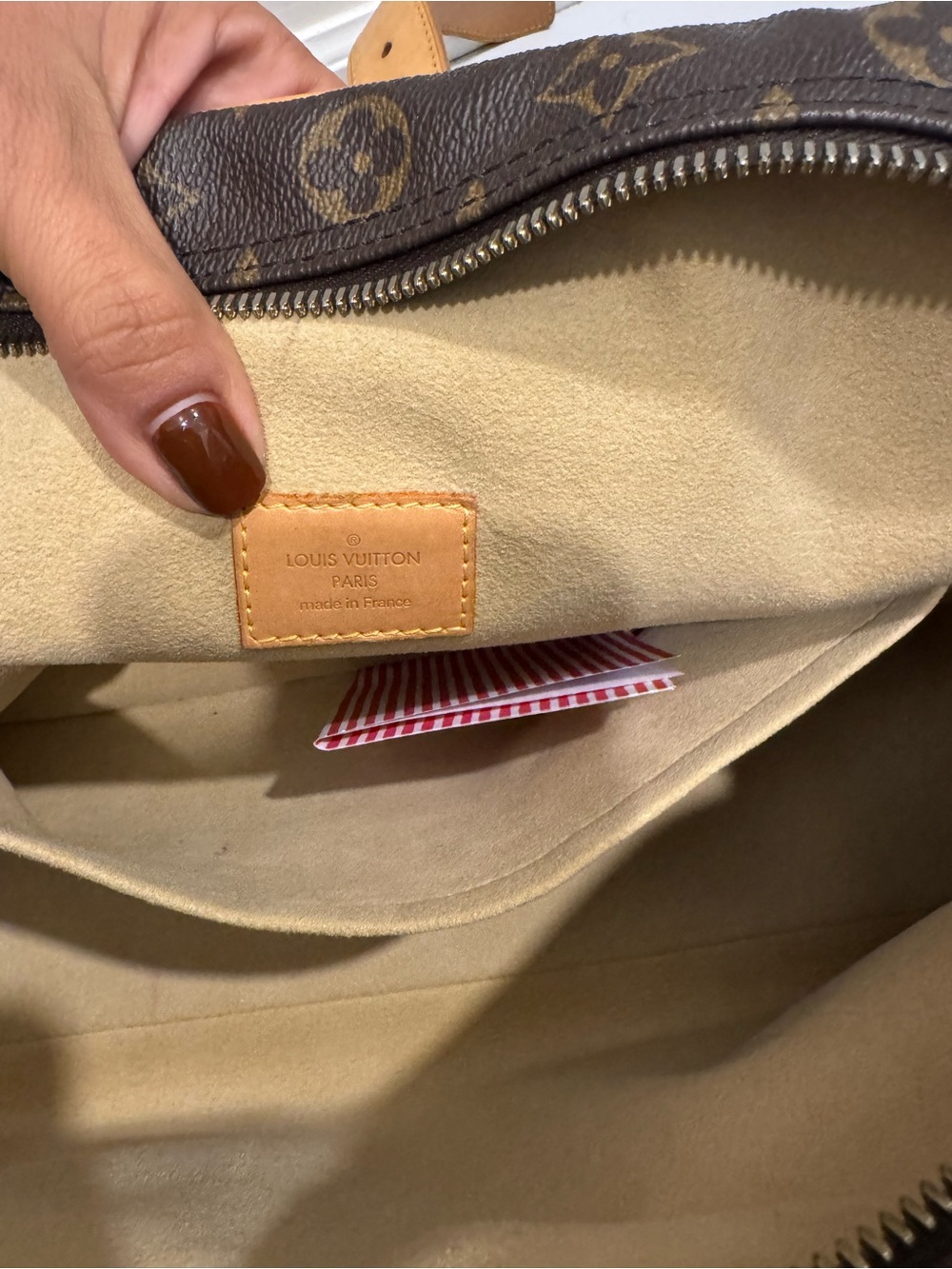 Louis Vuitton Monogram Canvas Satchel with Tan Leather and Gold Hardware - Picture 6 of 8